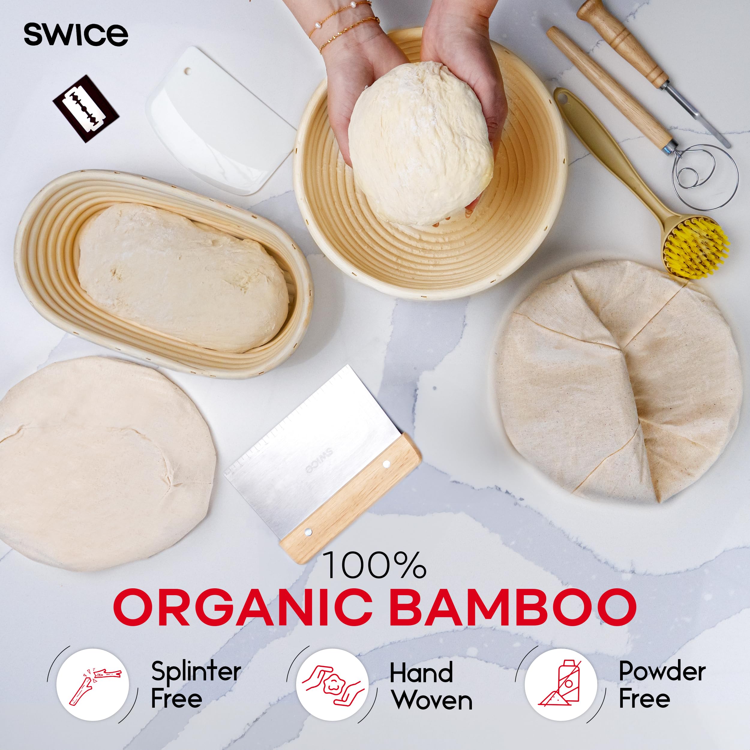 Swice bread lame for precise scoring to guide expansion.