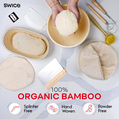 Swice bread lame for precise scoring to guide expansion.