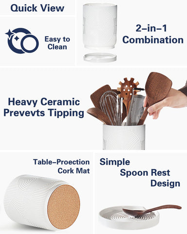 Swicken cork-bottom protects surfaces and steadies the holder during use.