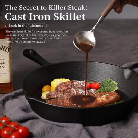 Swiflon cast iron skillet seasoned surface ready for non-stick cooking