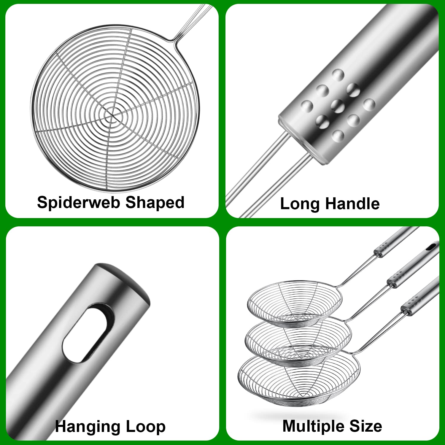 Swify spider strainer close-up on wire-net detail showing durable construction.