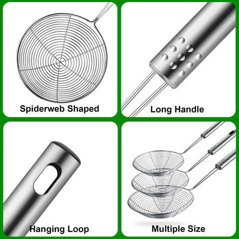 Swify spider strainer close-up on wire-net detail showing durable construction.