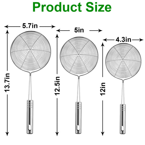 Swify spider strainer long-handle design protects hands during frying.
