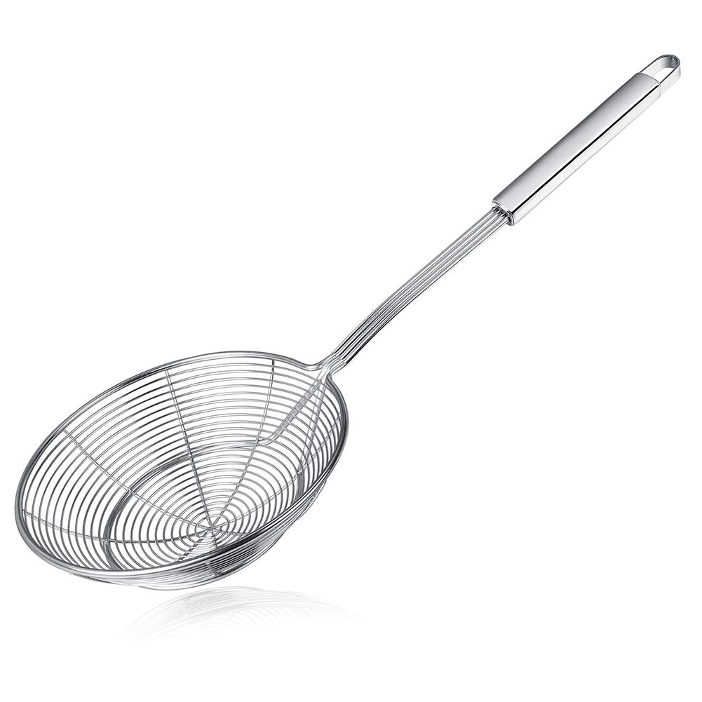 Swify Spider Strainer Skimmer with 7-inch bowl for frying and draining safely.