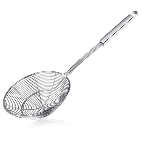 Swify Spider Strainer Skimmer with 7-inch bowl for frying and draining safely.