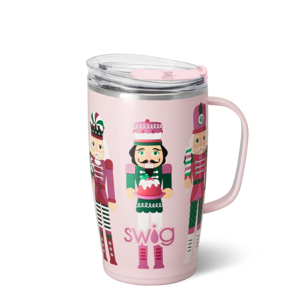 Swig Life 18oz mug with handle and lid for secure on-the-go use.