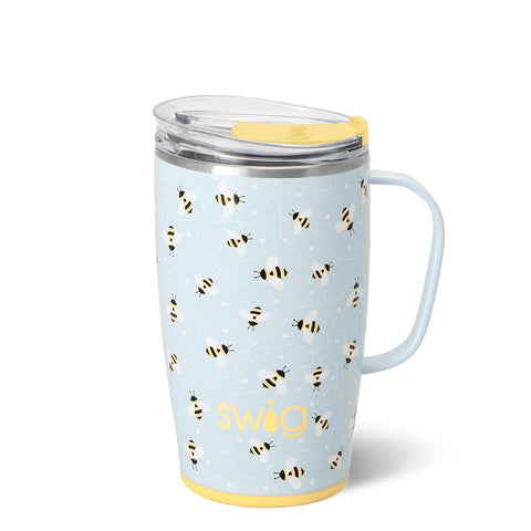 Swig Life 18oz travel mug with handle and lid, ideal for on-the-go use.