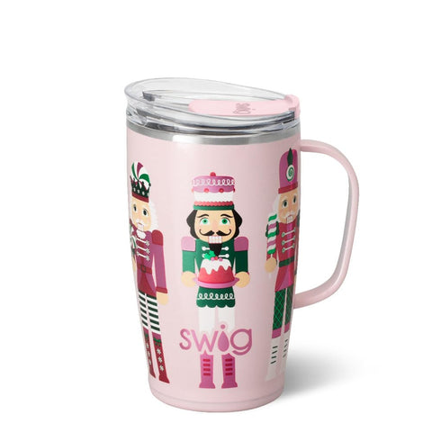 Swig Life 18oz mug with handle and lid for secure on-the-go use.