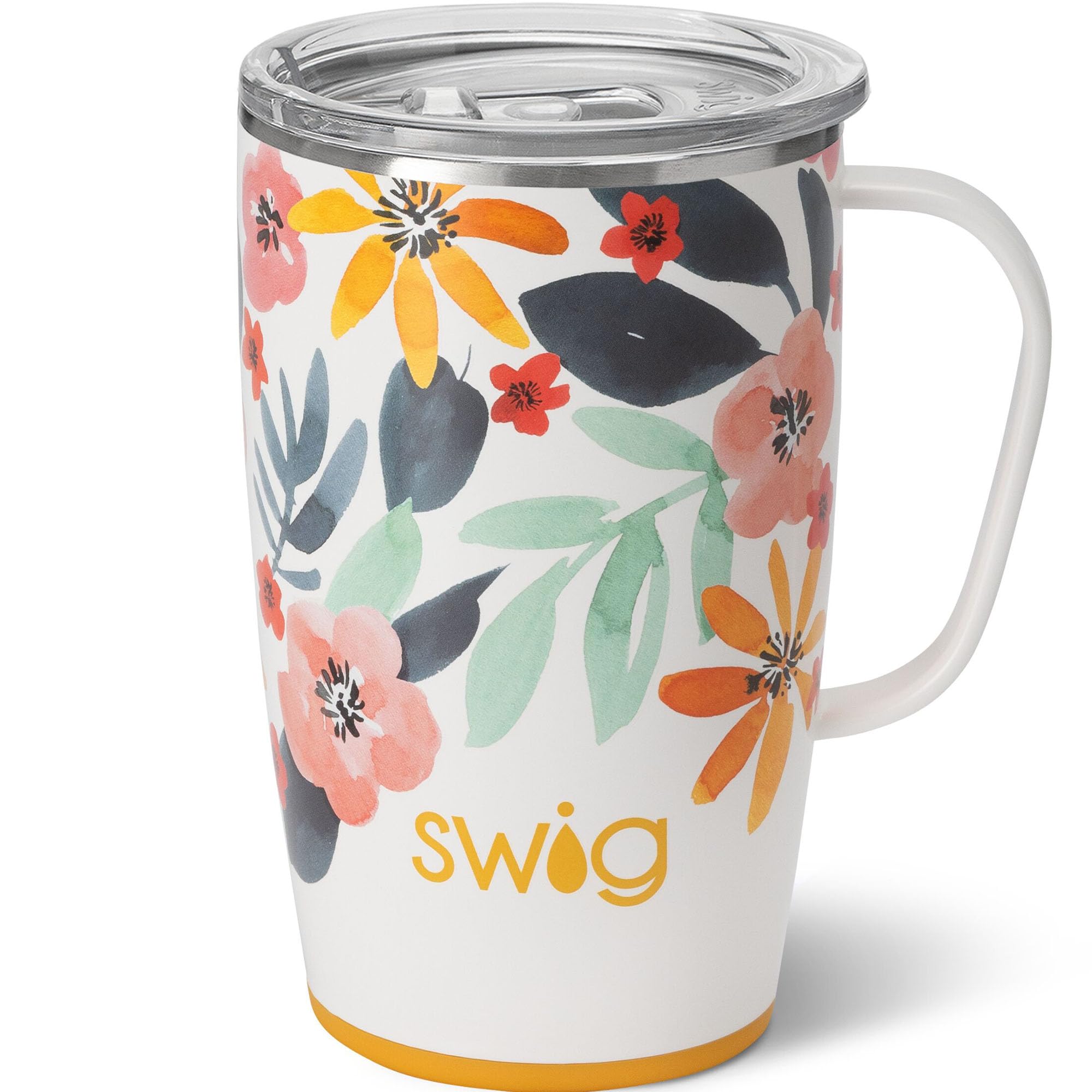 Swig Life 18oz travel mug Honey Meadow with handle and lid for on-the-go hydration