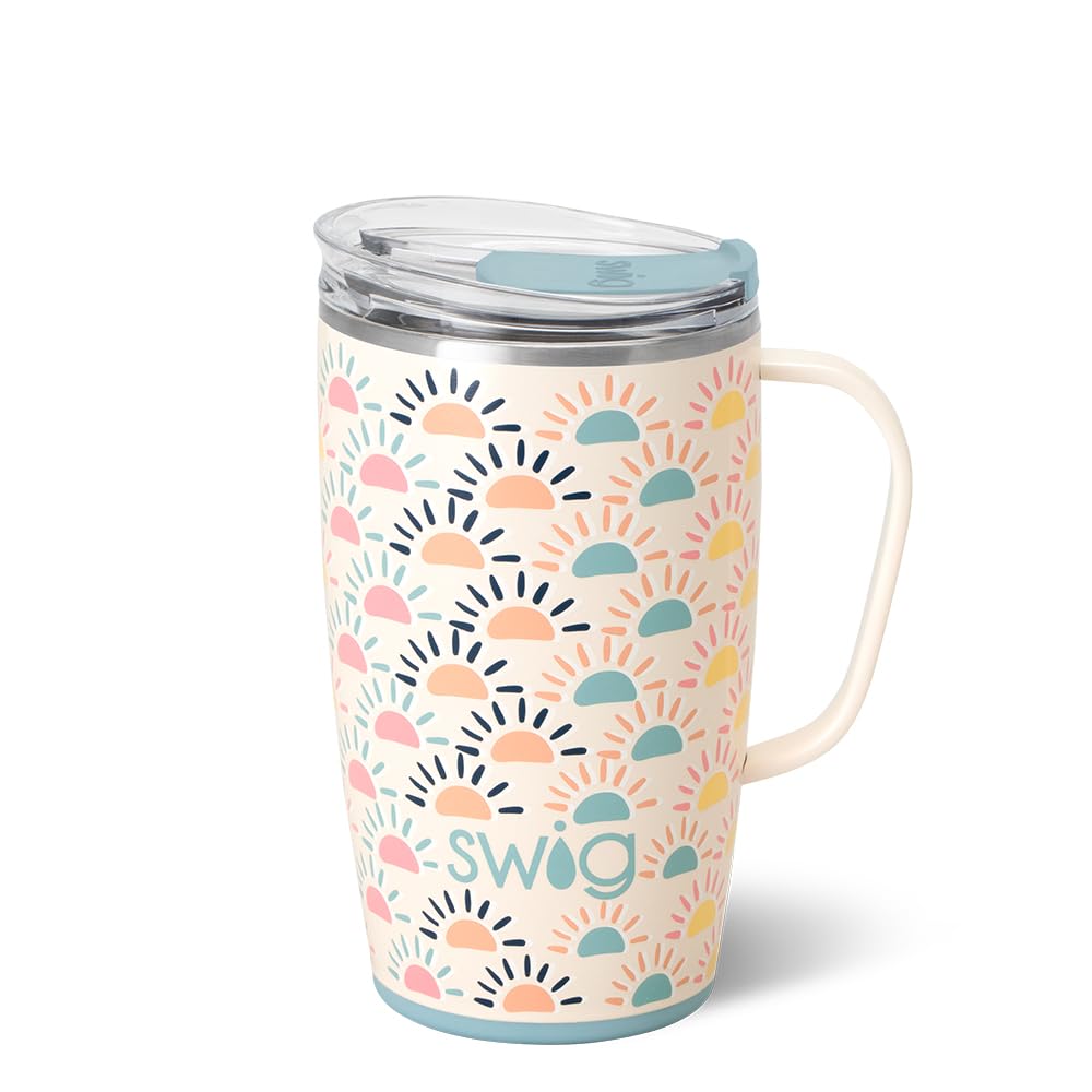 Swig Life 18oz tumbler with handle and lid, easy to grip during on-the-go hydration.