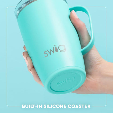 Swig Life coaster base prevents slips and drips on surfaces.