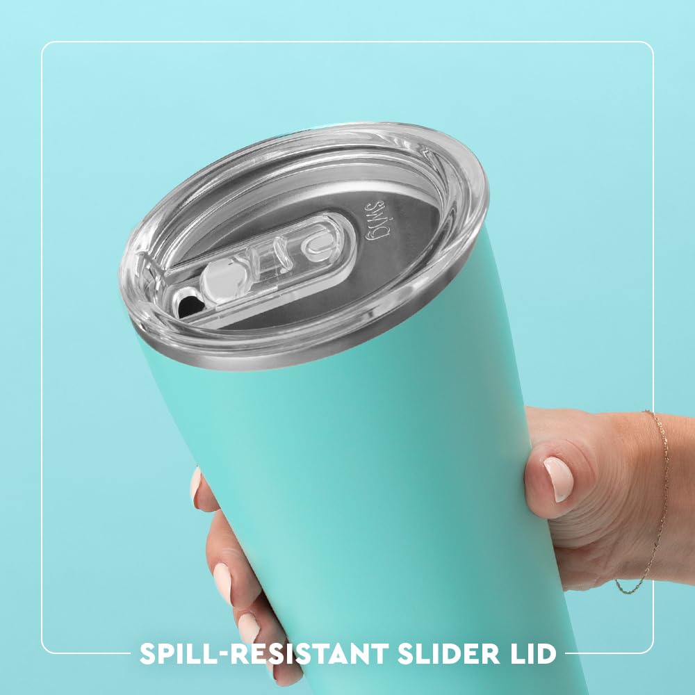 Swig Life glitter tumbler with dishwasher-safe design for easy cleaning.
