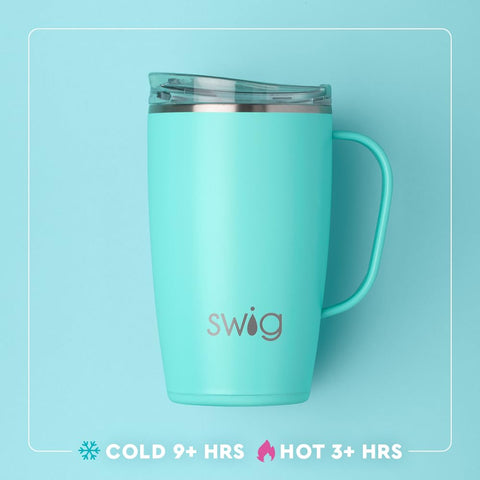 Swig Life insulated stainless steel tumbler keeps beverages at temperature