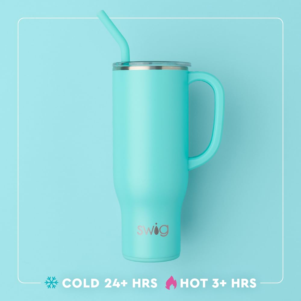 Swig Life insulated tumbler with large opening for ice and easy sipping.