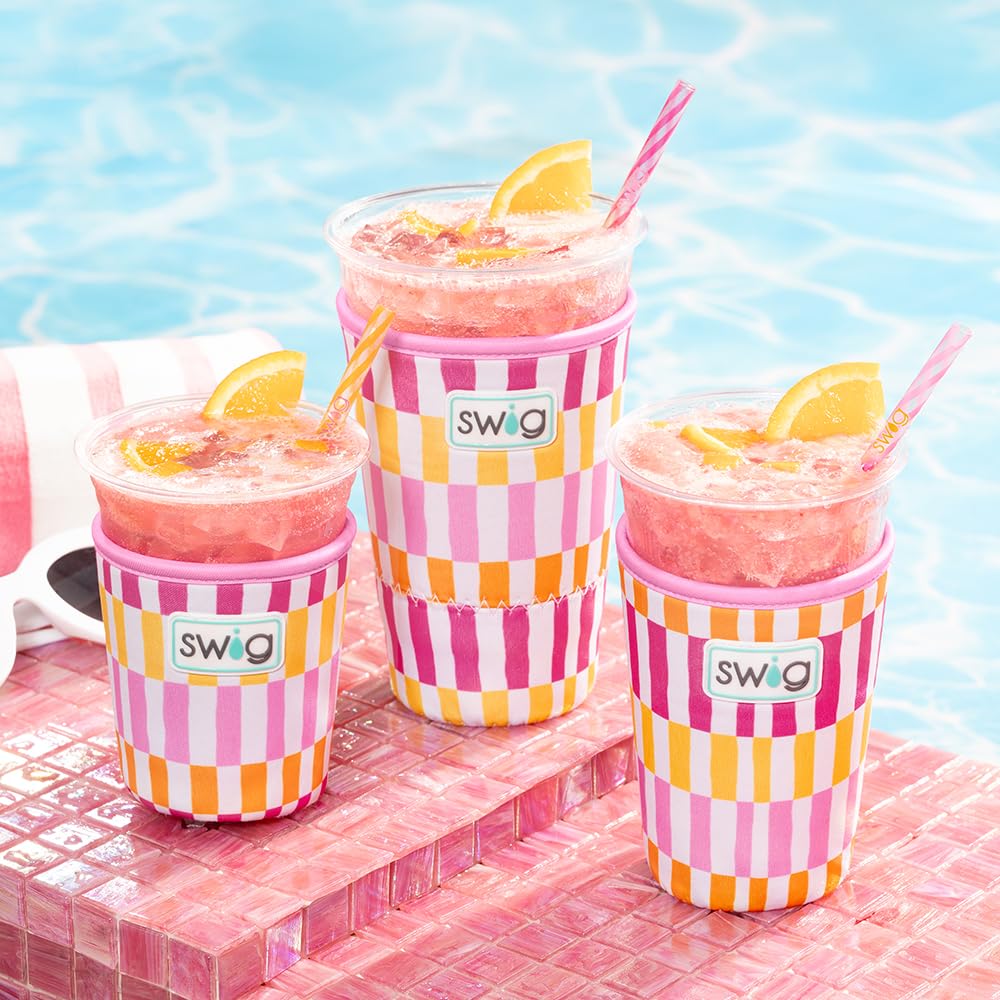 Swig Life sherbet stripe coolie is machine washable and easy to personalize