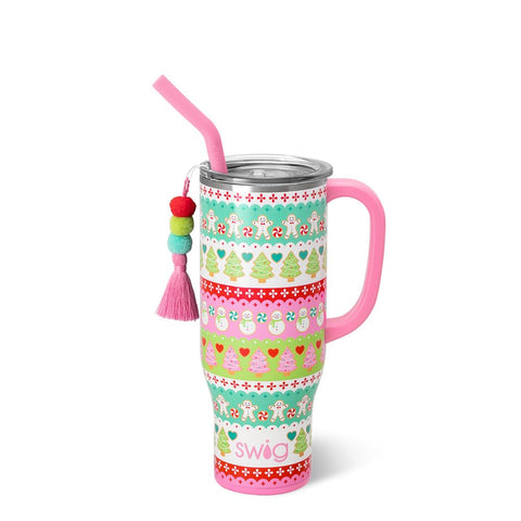 Swig Life Mega Mug with handle and straw for portable sipping.