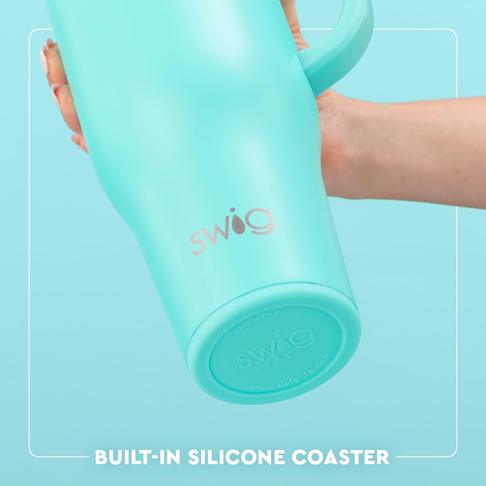 Swig Life silicone-tipped straw enhances comfort and easy cleaning.