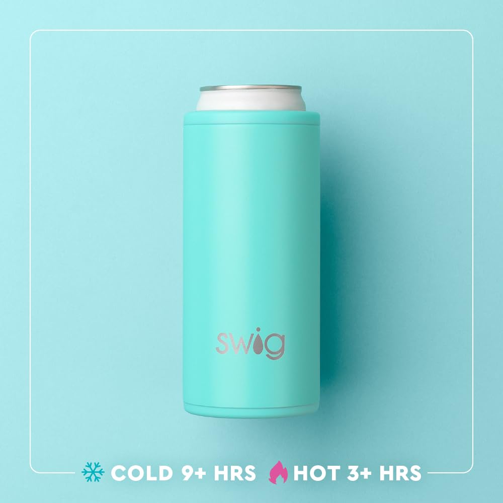 Swig Life Skinny Can Cooler ideal for beach and gym use.