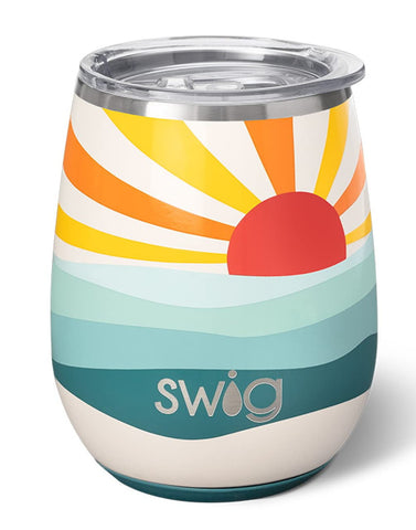 Swig Life Sun Dance 14oz wine tumbler with lid keeps beverages ready on the go.