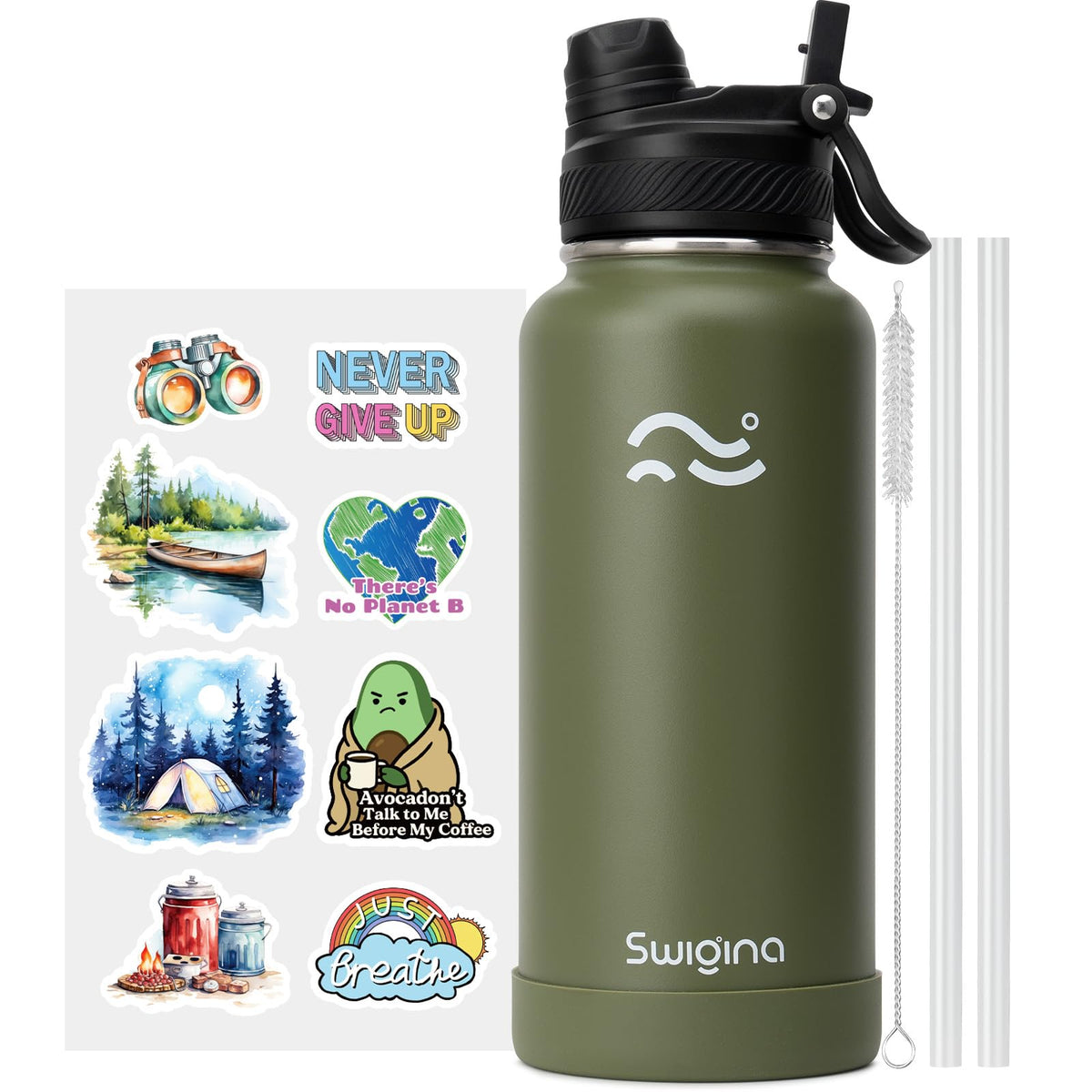 Swigina bottle with 2-in-1 lid for gym or travel on the go