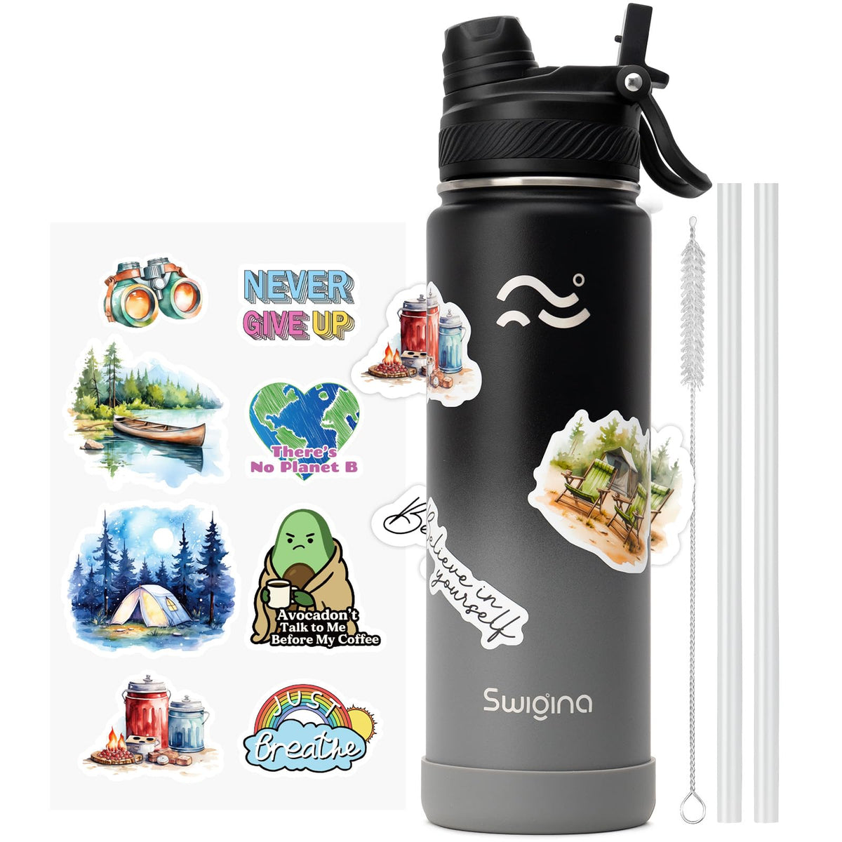Swigina 24oz bottle with 2-in-1 lid for versatile sipping.