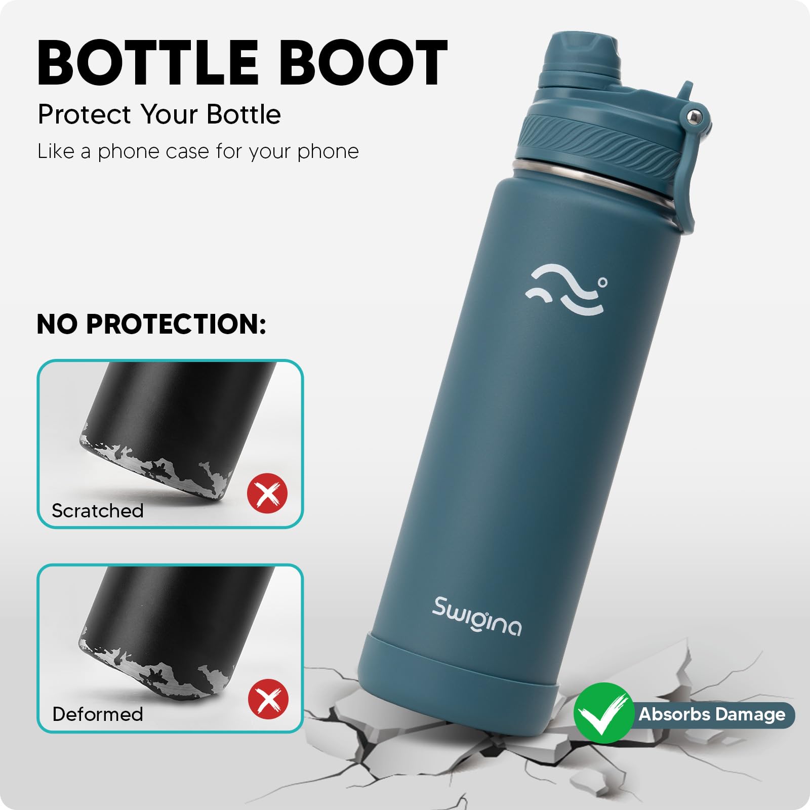 Swigina silicone armour protects against drops and provides grip.