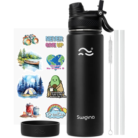 Swigina 2-in-1 lid bottle front view for everyday hydration on the go.