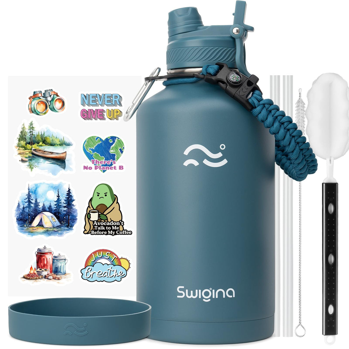 Swigina 2-in-1 lid bottle with switchable lids for on-the-go convenience.