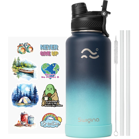 Swigina bottle with 2-in-1 lid for versatile hydration and easy switching.