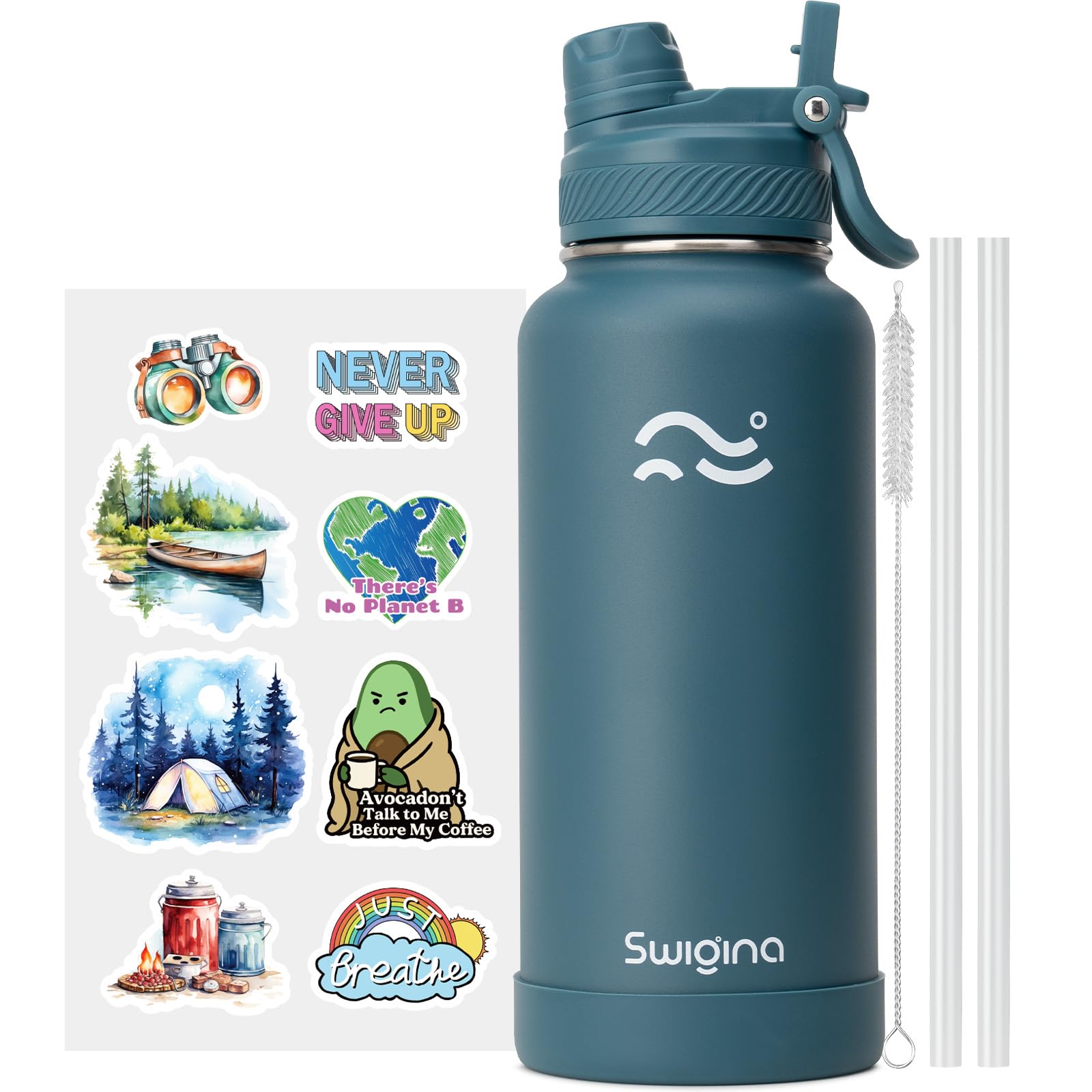 Swigina 2-in-1 lid straw bottle for easy gym or commute sipping.