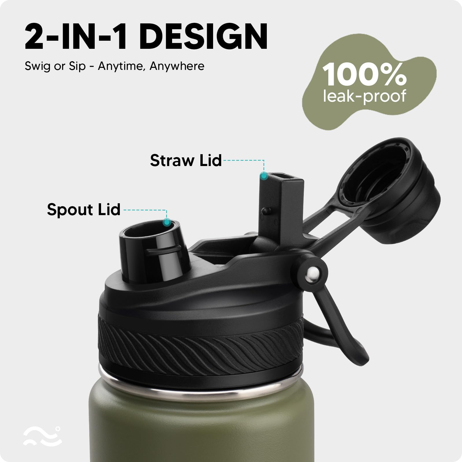 Swigina straw lid close-up highlights easy, spill-free sipping during workouts.