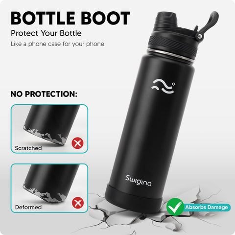 Swigina 24 oz bottle undergoing drop test to illustrate durability.