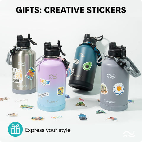 Swigina leakproof lid with carabiner for secure travel.