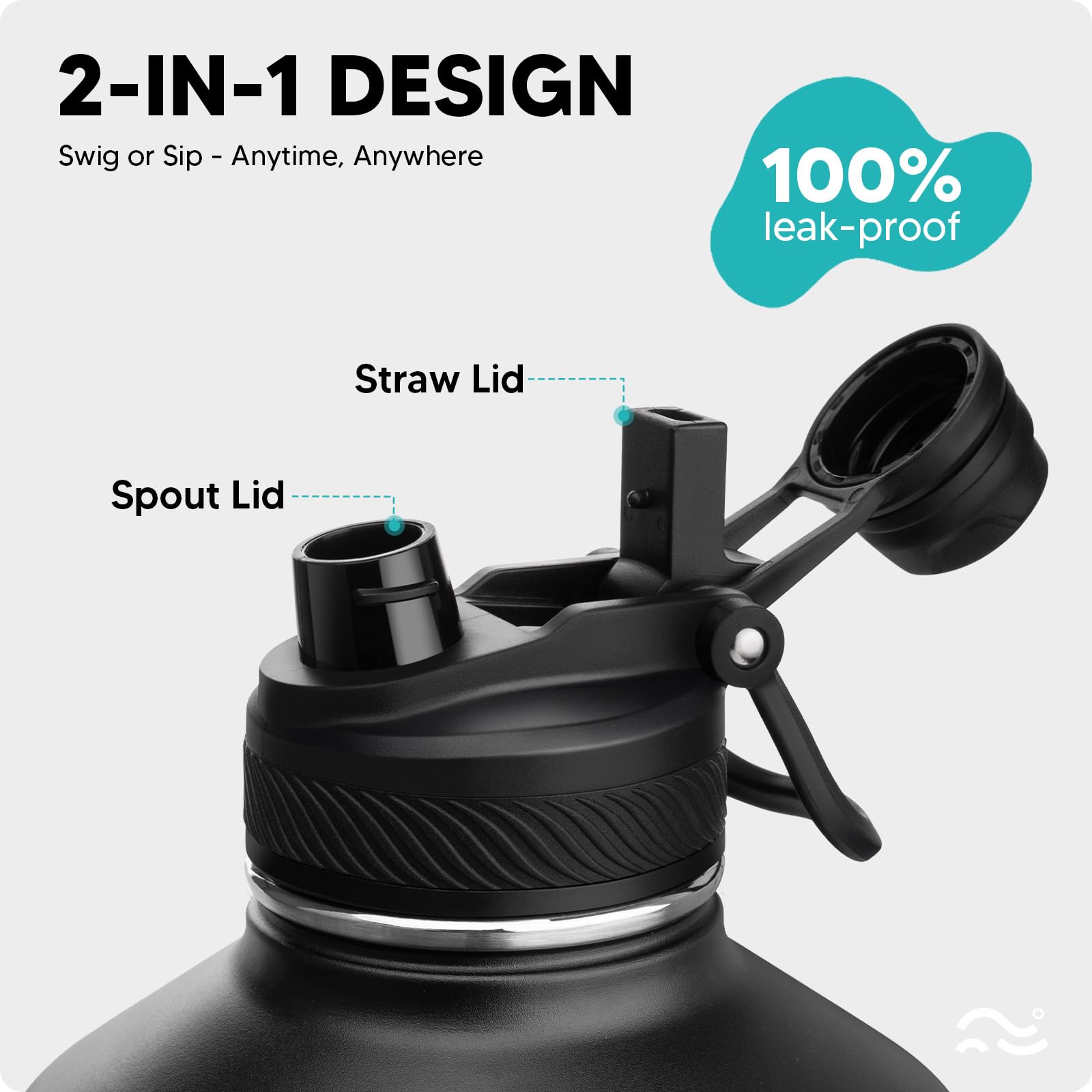 Swigina silicone boot protects bottle from drops and offers a non-slip grip.