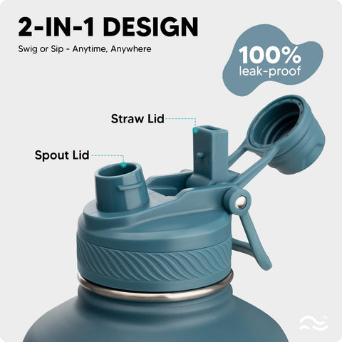 Swigina water bottle shows waterproof stickers for personalized style.