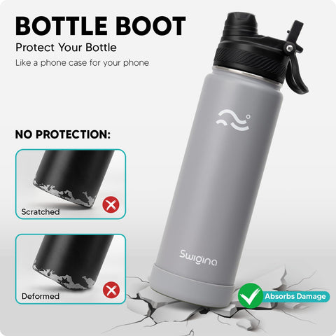 Swigina bottle features waterproof stickers that remove cleanly.