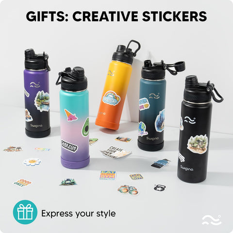 Swigina waterproof vinyl stickers customize the bottle without residue.