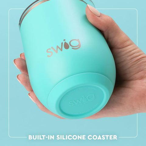 Swig Life dishwasher-safe wine tumbler top view for easy cleaning
