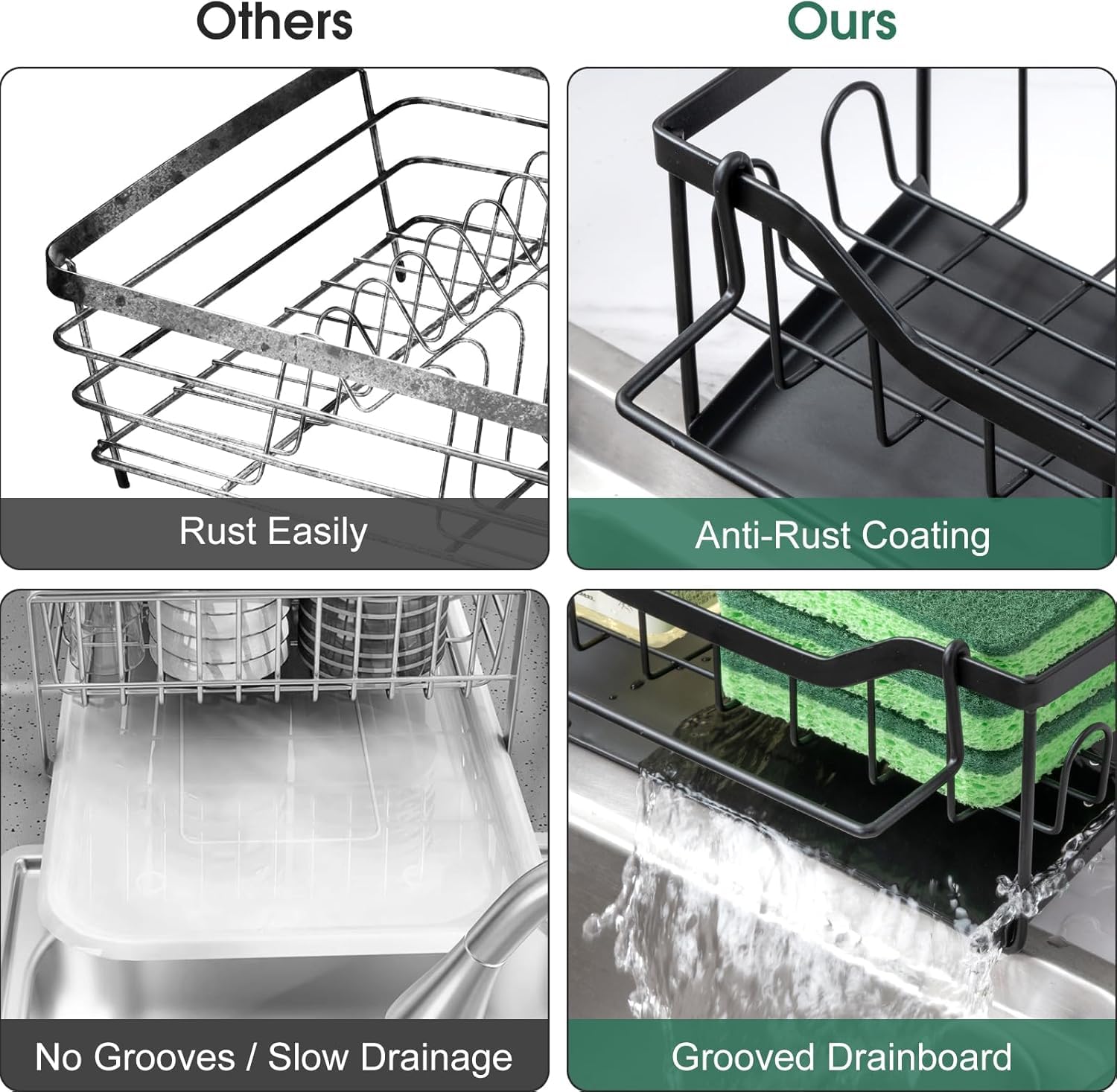 SWILLE kitchen organizer in stainless steel resists rust for busy kitchens.