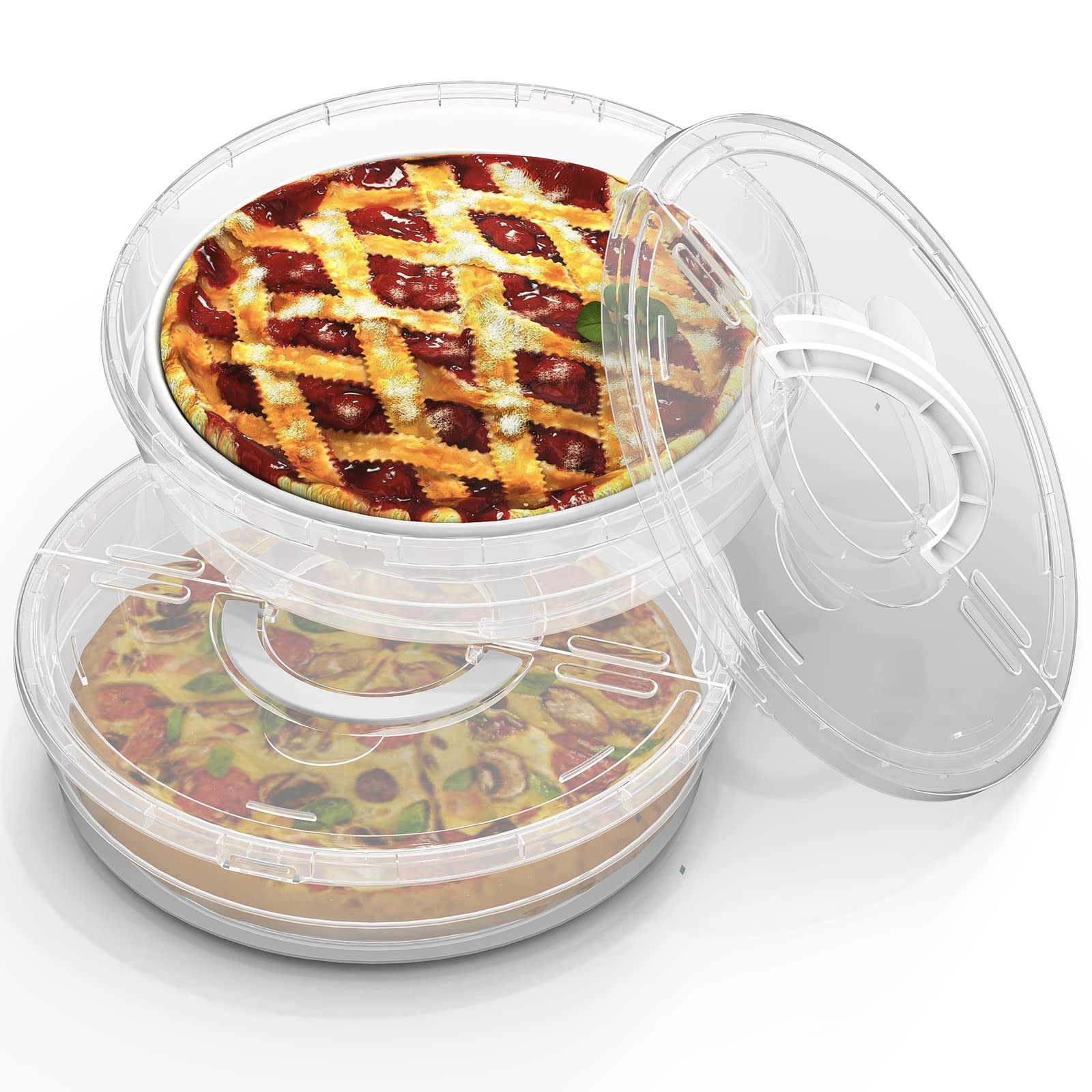 SwinDuck 12-inch pizza storage container with two compartments keeps slices organized.