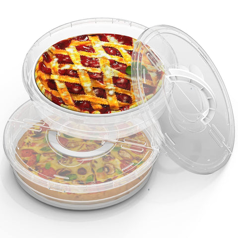 SwinDuck 12-inch pizza storage container with two compartments keeps slices organized.