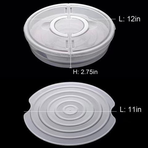 SwinDuck two-compartment container stores pizza and sides.