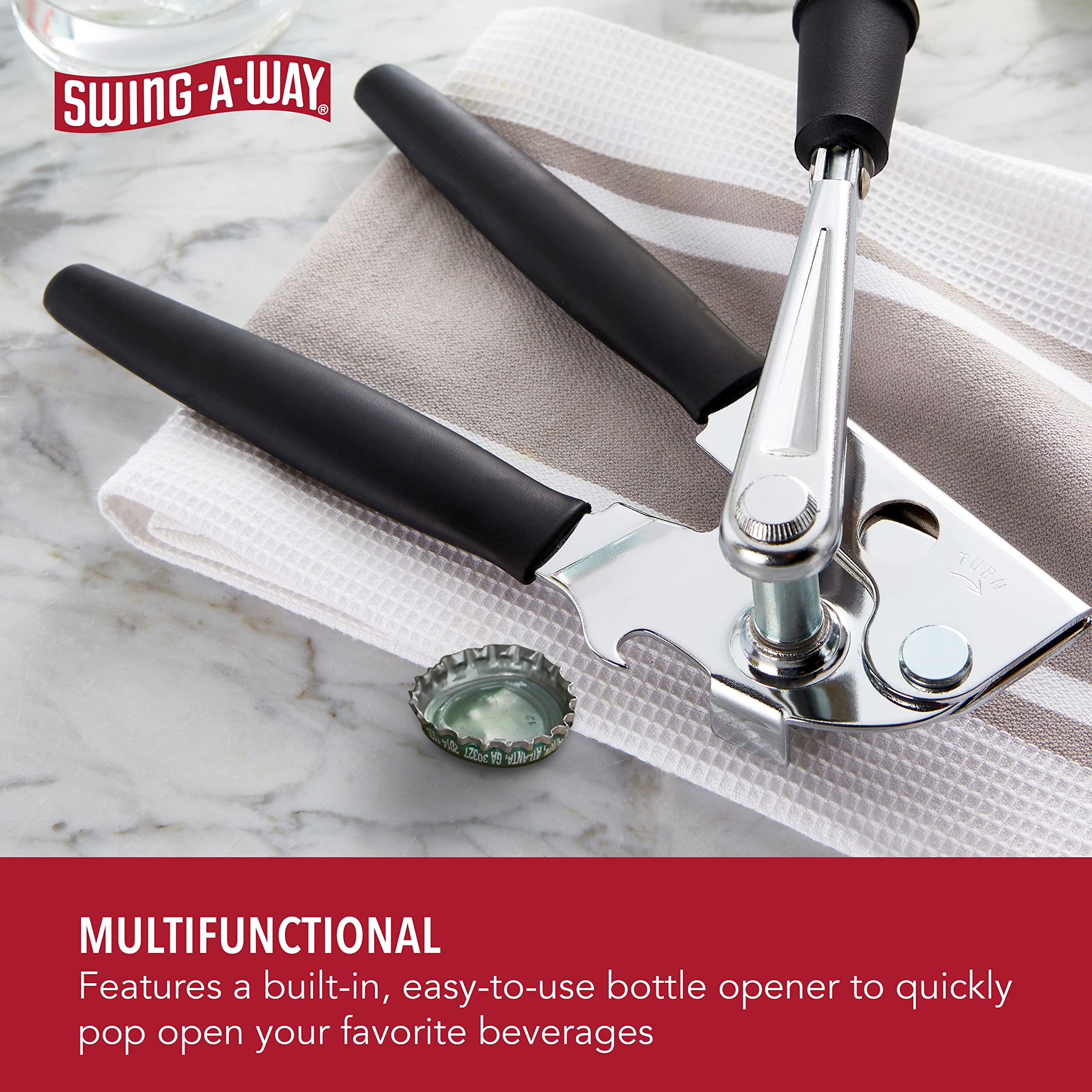 Swing-A-Way with high-carbon gear-driven cutting wheel delivering smooth cuts.