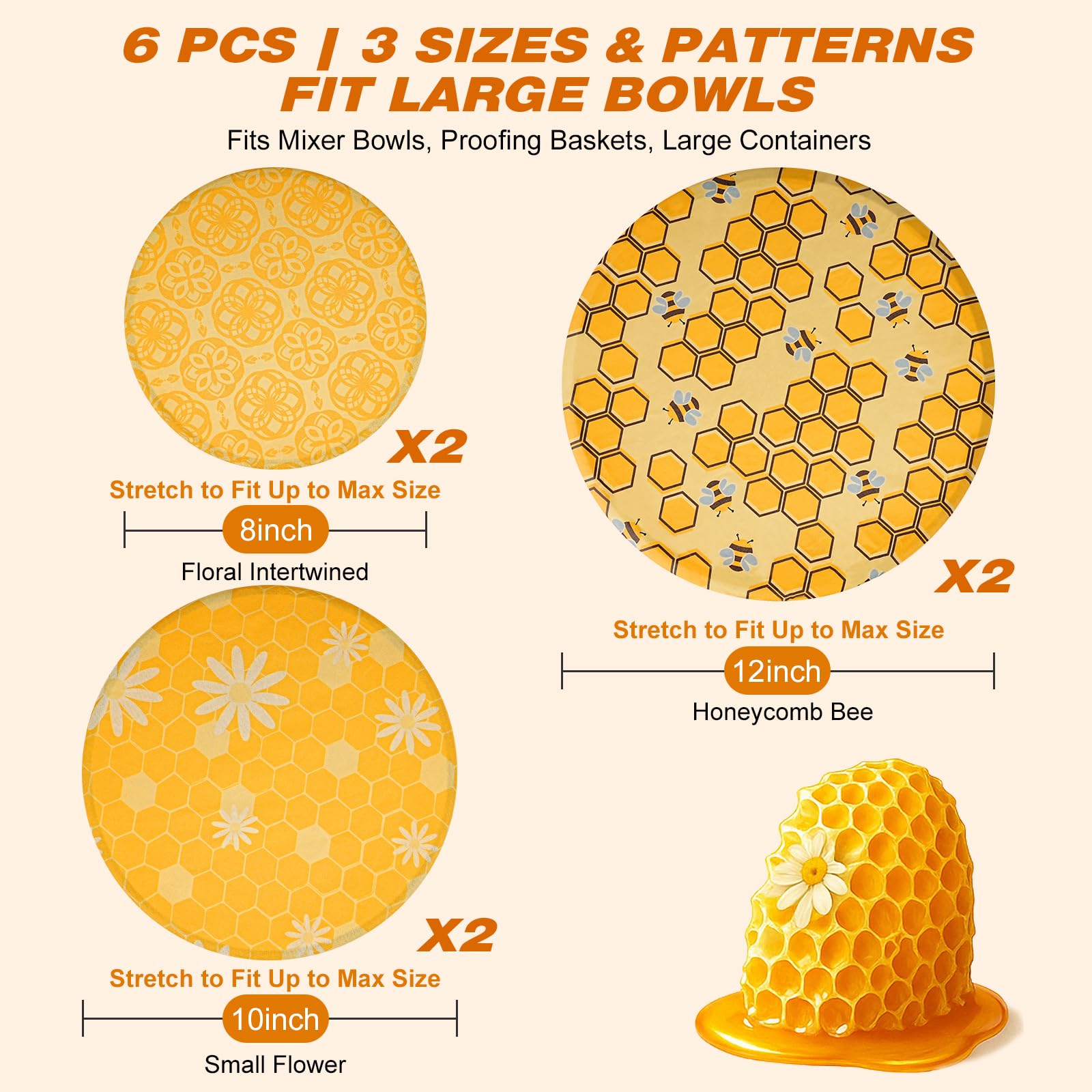 Swiscena beeswax bowl covers 10-inch fit for large bowls and leftovers.