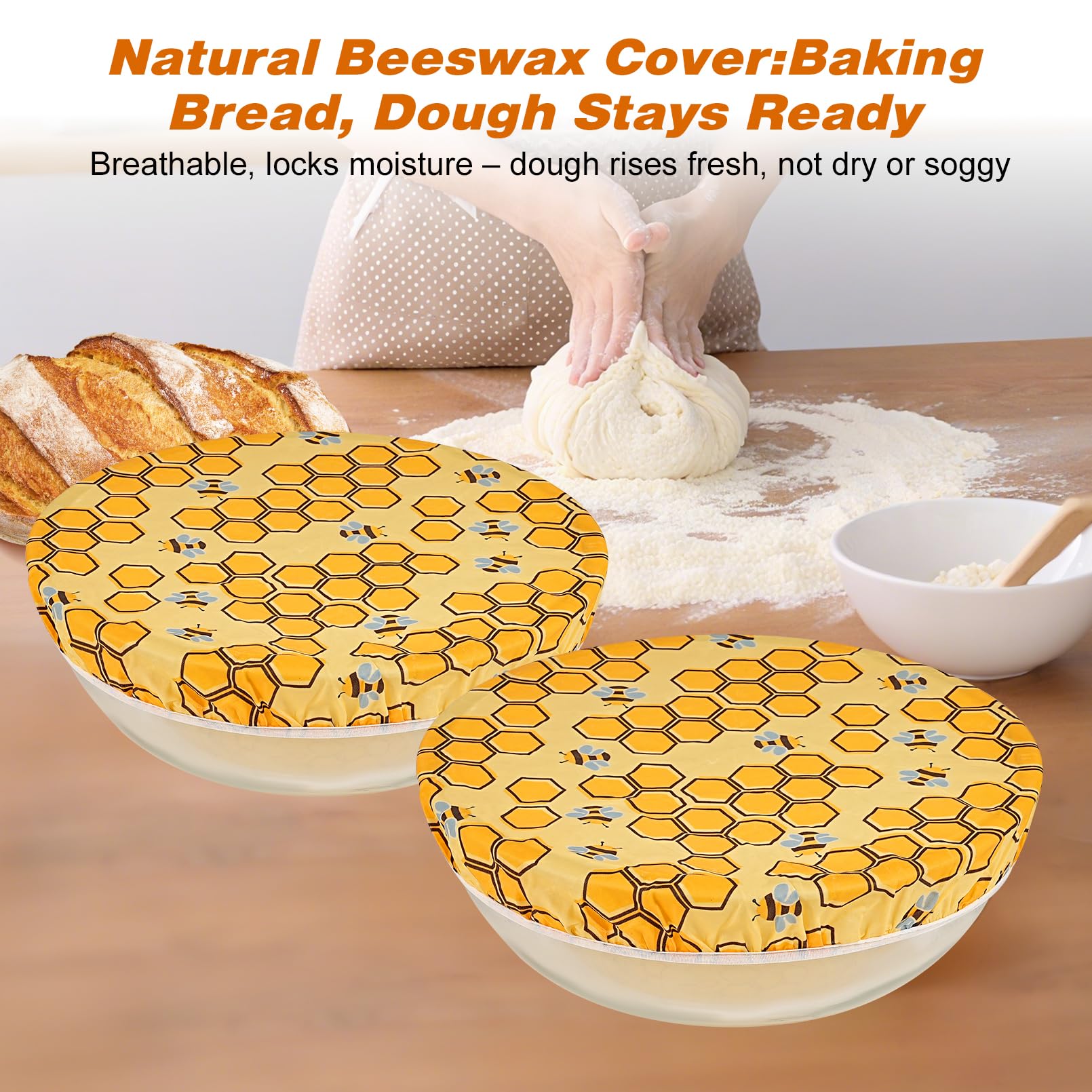 Large container beeswax cover keeps foods sealed and ready for storage.