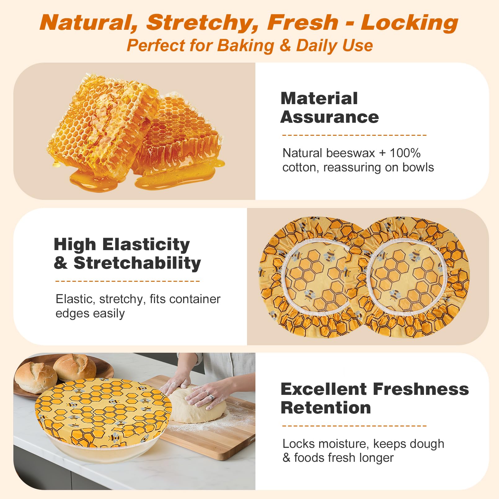 Beeswax bowl cover for proofing baskets protects dough during fermentation.