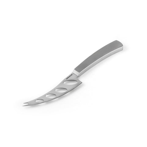 Swissmar Barcelona Moist Cheese Knife features a sand-blasted handle for a secure grip.