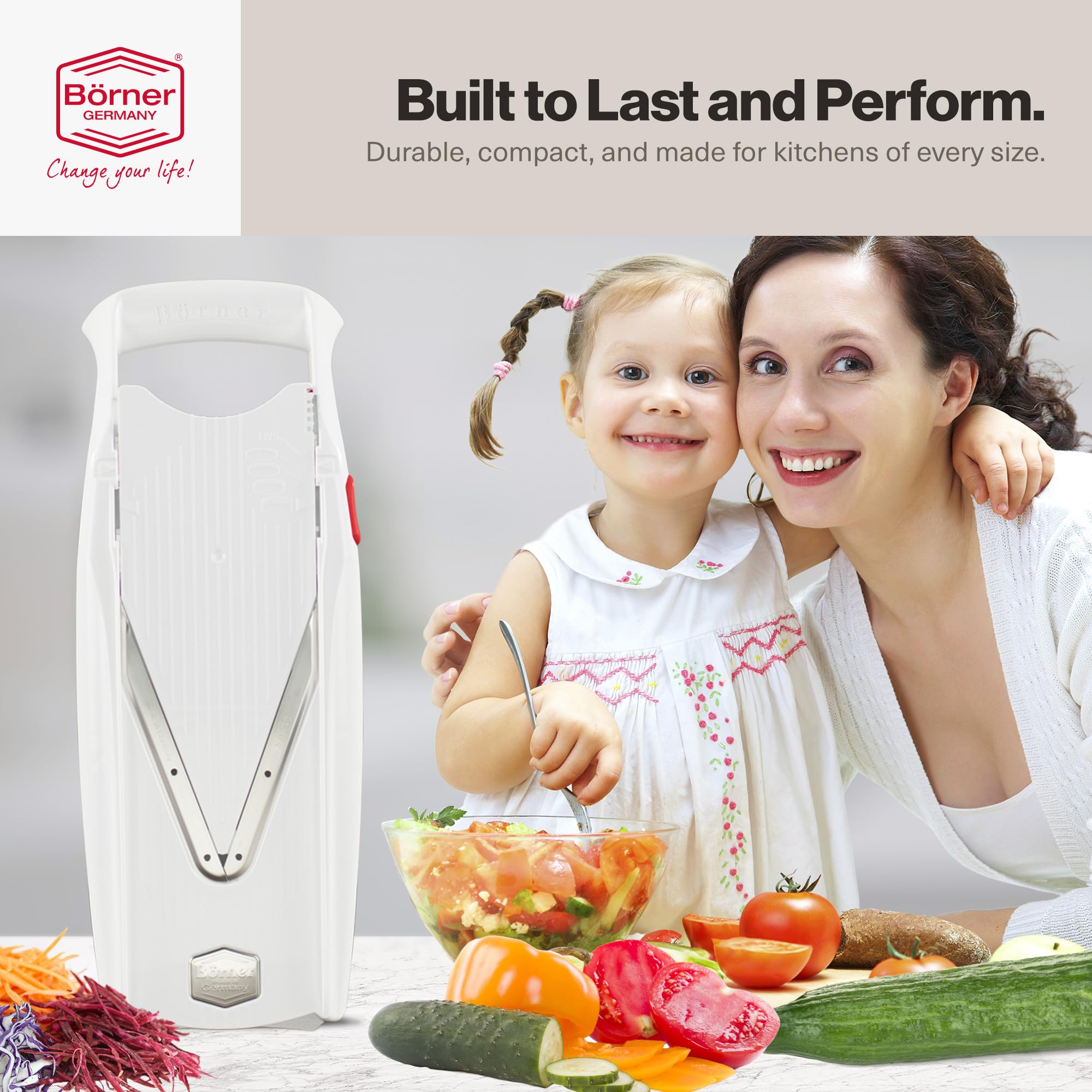 Compact storage design of the Börner VPower V-Slicer fits small kitchens