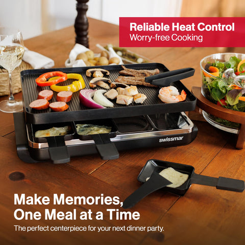 Swissmar Classic 1200-watt indoor grill delivering quick, consistent heat.