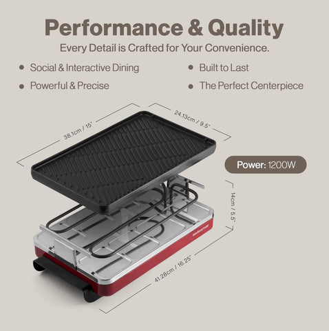 Swissmar Classic heat control lets you dial in ideal cooking temperature.
